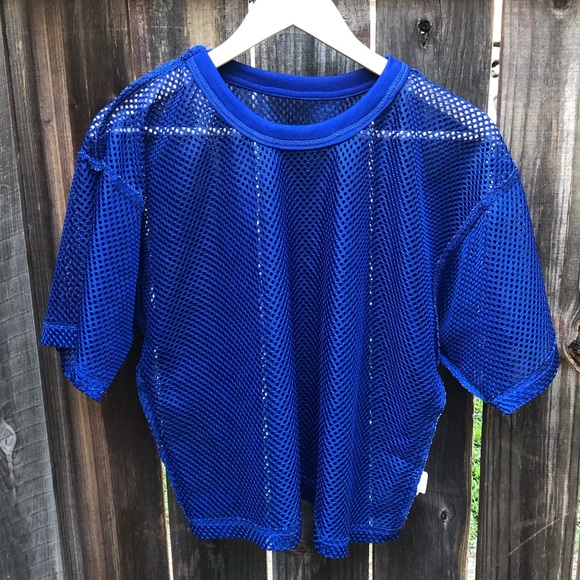 Vintage Blue Mesh Football Jersey - Picture 3 of 4